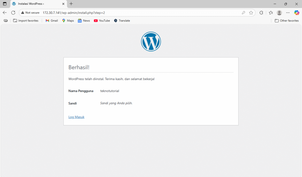 Berhasil membuat website WordPress