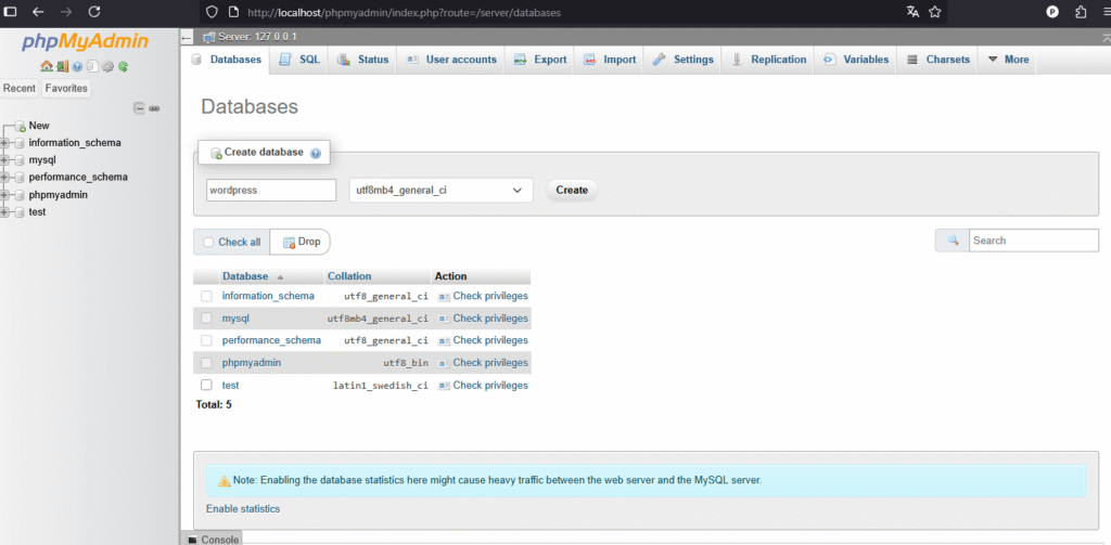 Buat Database WordPress