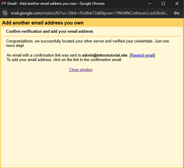 Confirm verification and add your email address