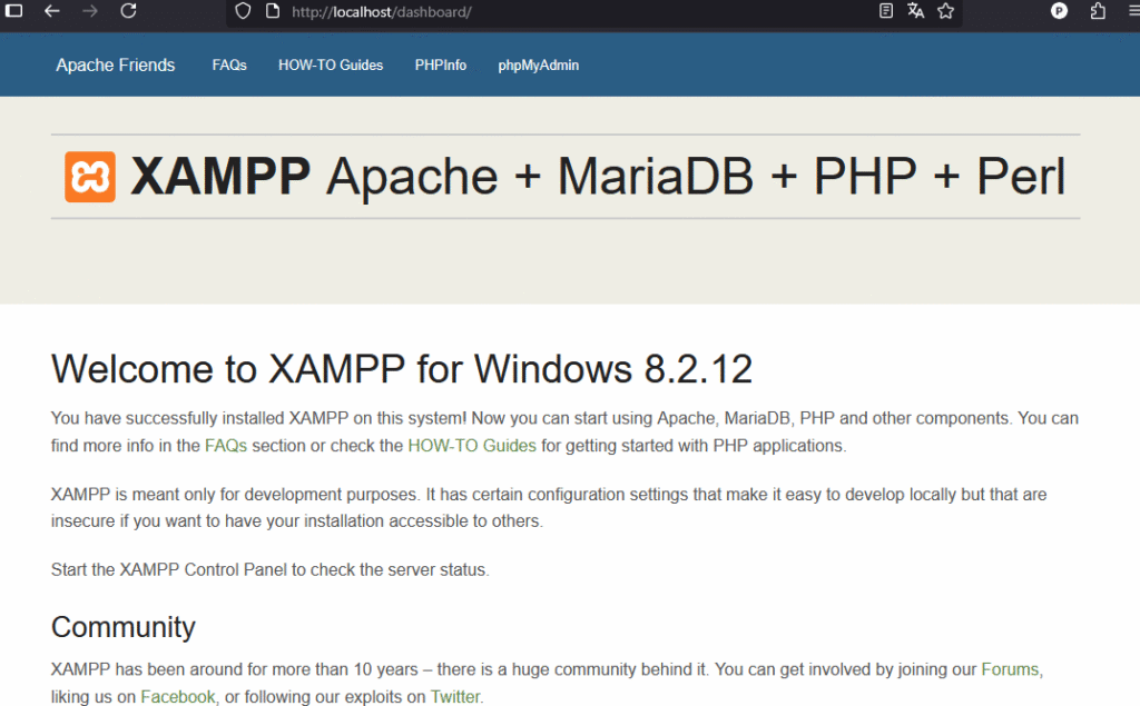Dashboard XAMPP