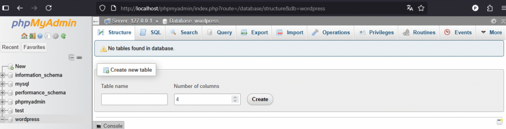 Database WordPress XAMPP