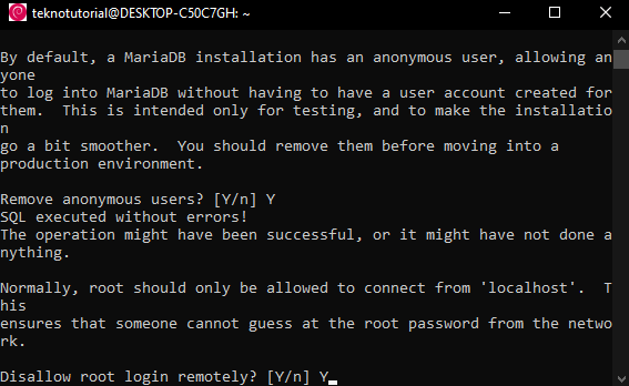 Disallow root login remotely
