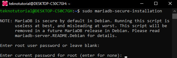 Enter current password for root