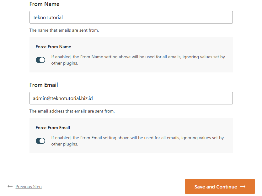 From Name and From Email