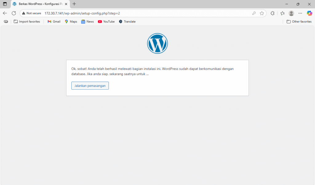 Jalankan pemasangan WordPress