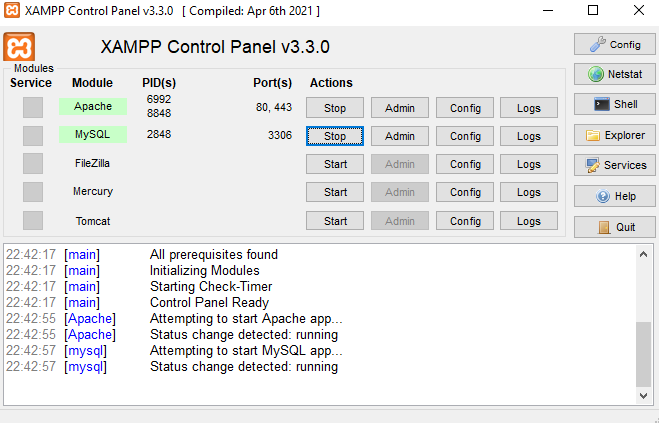Jalankan XAMPP