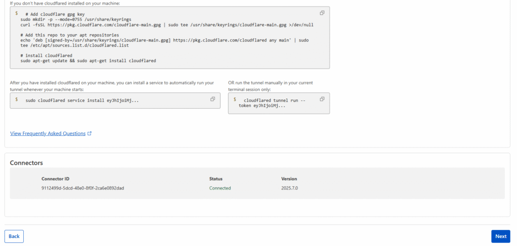 Konektor Cloudflared berhasil diinstal
