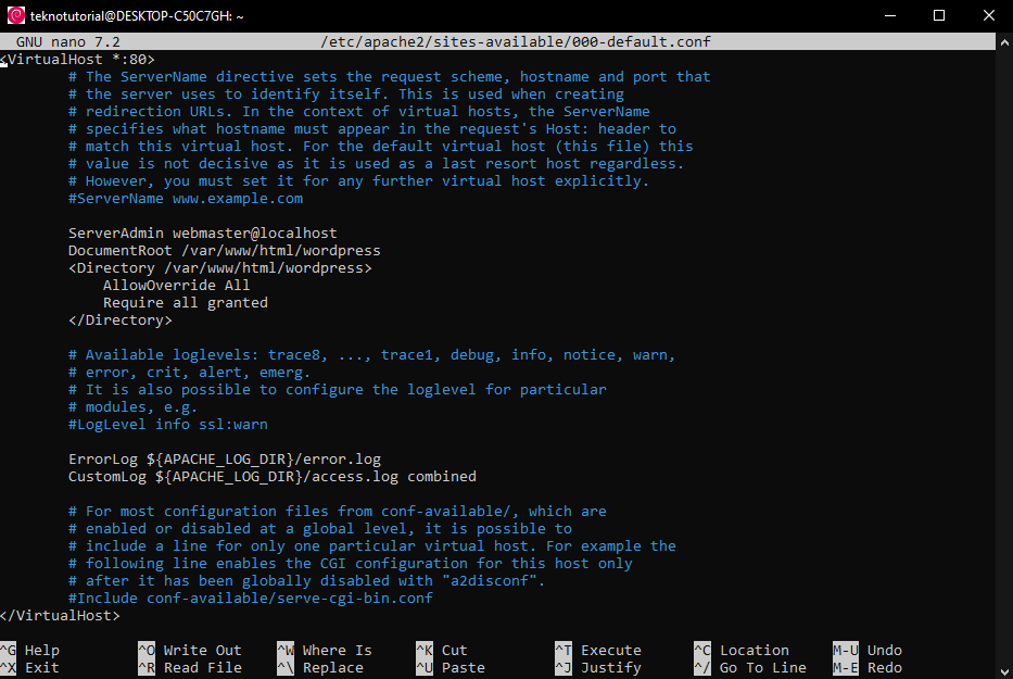 Konfigurasi Apache untuk WordPress
