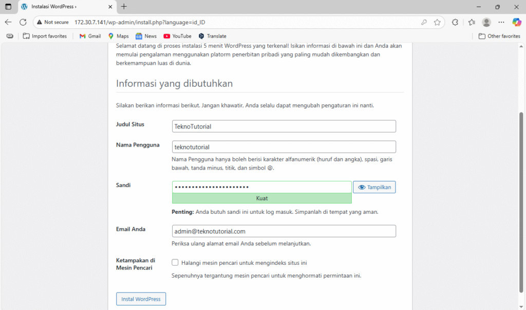 Membuat website WordPress
