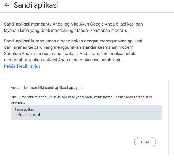 Menambahkan Sandi Aplikasi Google