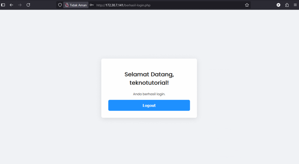 Menampilkan Halaman Selamat Datang Setelah Login