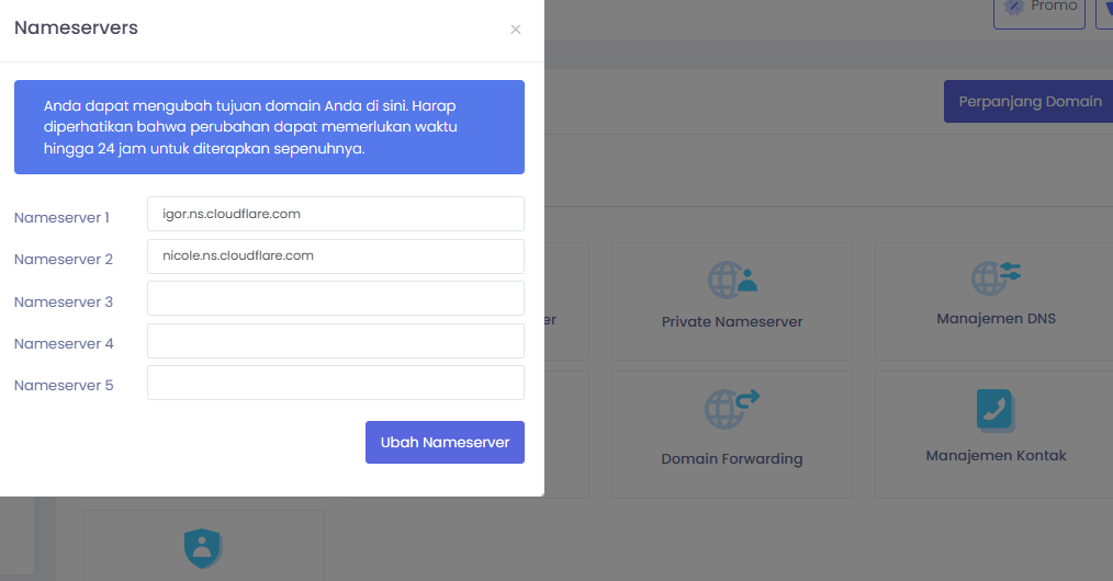 Mengganti Nameserver