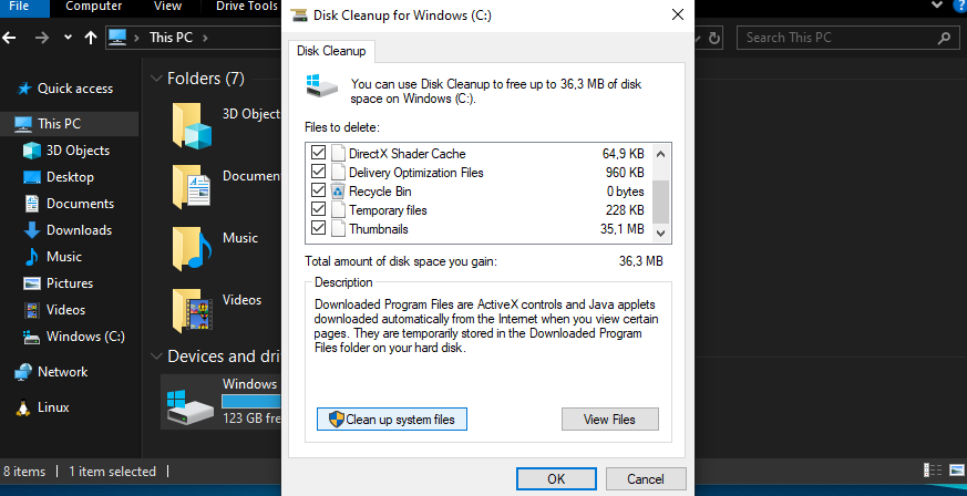 Membersihkan Disk Clean Up System Files