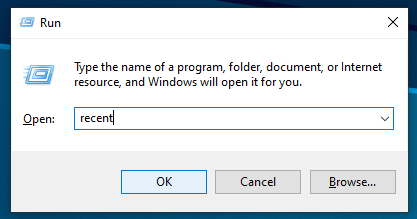 Membersihkan Folder Recent